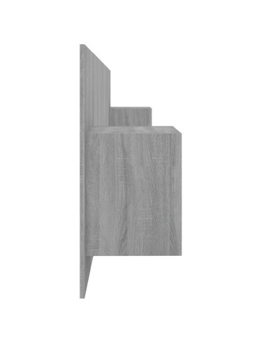 Testiera Letto con Comodini in Legno Multistrato Grigio Sonoma