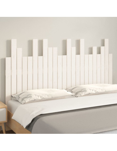Testiera da Parete Bianca 146,5x3x80 cm Legno Massello di Pino