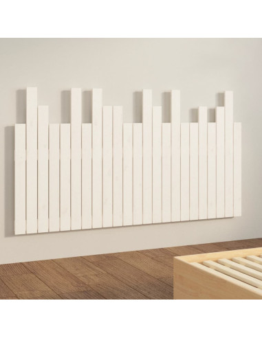 Testiera da Parete Bianca 146,5x3x80 cm Legno Massello di Pino