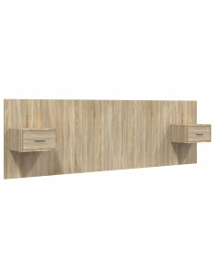 Testiera Letto con Comodini in Legno Multistrato Rovere Sonoma