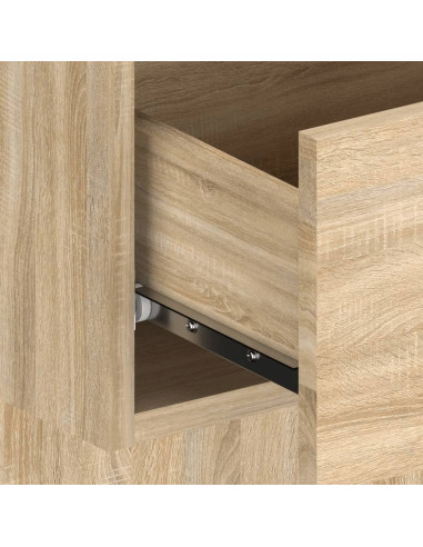 Testiera Letto con Comodini in Legno Multistrato Rovere Sonoma