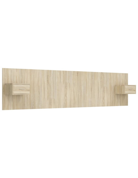 Testiera Letto con Comodini in Legno Multistrato Rovere Sonoma