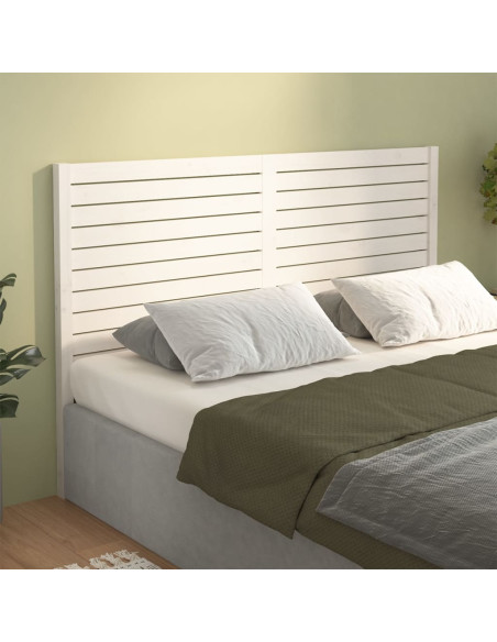 Testiera per Letto Bianca 186x4x100cm in Legno Massello di Pino