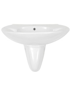 Lavabo a Parete in Ceramica Bianco 690x520x210 mm 2