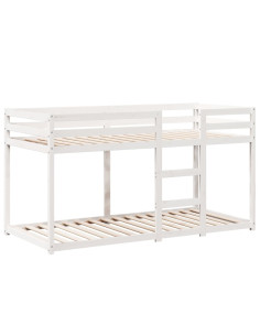 Letto a Castello con Tetto Bianco 90x190 cm Legno Massello Pino