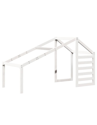 Letto a Castello con Tetto Bianco 90x190 cm Legno Massello Pino