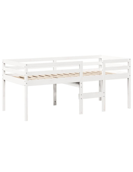 Letto a Soppalco con Tetto Bianco 75x190 cm in Legno di Pino