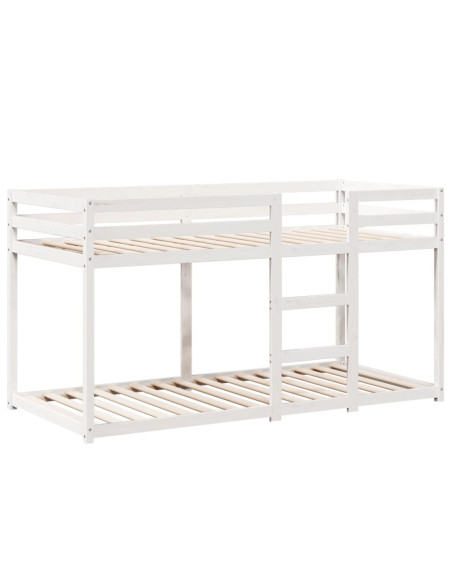 Letto a Castello con Tetto Bianco 75x190 cm Legno Massello Pino
