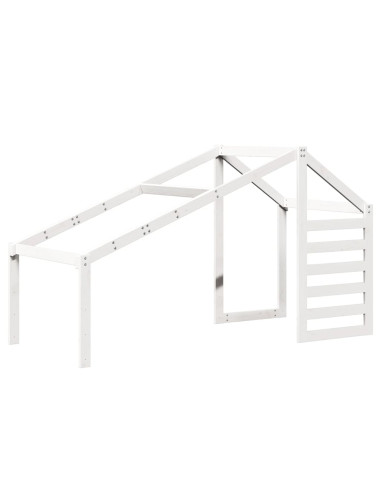 Letto a Castello con Tetto Bianco 75x190 cm Legno Massello Pino