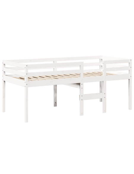Letto a Soppalco con Tetto Bianco 90x190 cm in Legno di Pino