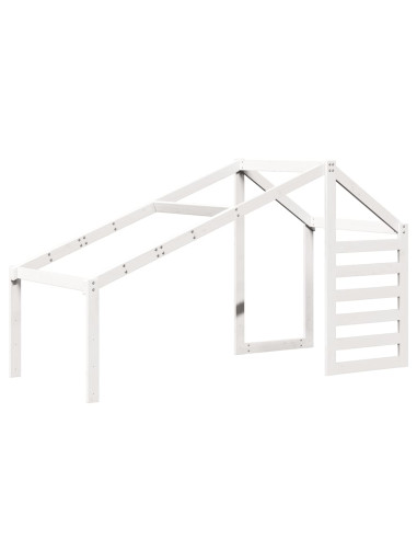 Letto a Soppalco con Tetto Bianco 90x190 cm in Legno di Pino
