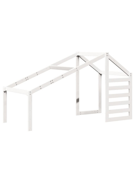 Letto a Soppalco con Tetto Bianco 90x190 cm in Legno di Pino