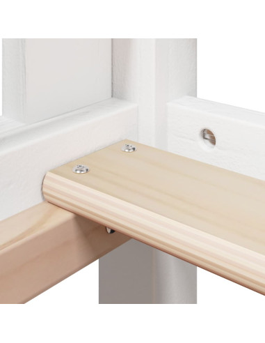 Letto a Soppalco con Tetto Bianco 90x190 cm in Legno di Pino