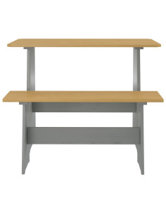 Set da Pranzo 3pz REINE Marrone Miele e Grigio in Legno di Pino 2