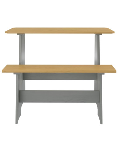 Set da Pranzo 3pz REINE Marrone Miele e Grigio in Legno di Pino