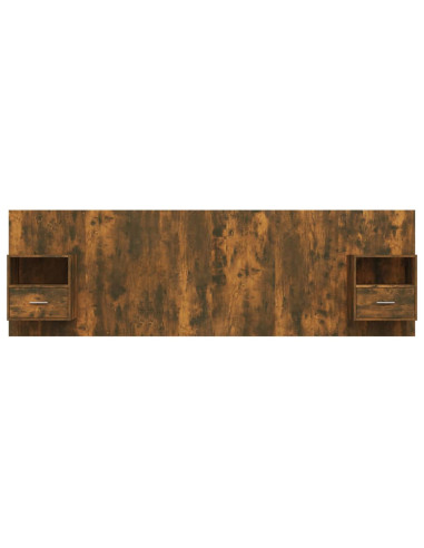 Testiera Letto con Comodini Rovere Fumo in Legno Multistrato