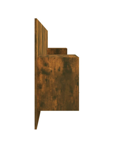 Testiera Letto con Comodini Rovere Fumo in Legno Multistrato