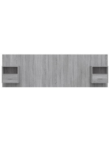 Testiera Letto con Comodini in Legno Multistrato Grigio Sonoma