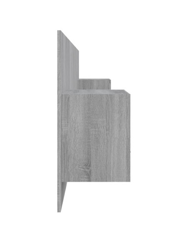 Testiera Letto con Comodini in Legno Multistrato Grigio Sonoma