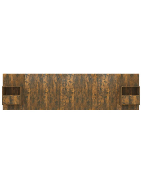 Testiera Letto con Comodini Rovere Fumo in Legno Multistrato