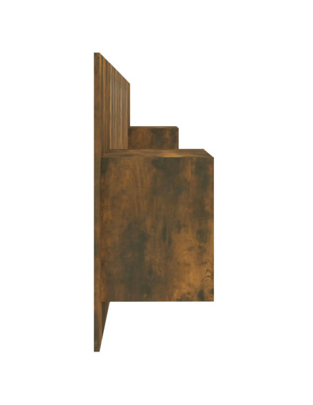 Testiera Letto con Comodini Rovere Fumo in Legno Multistrato