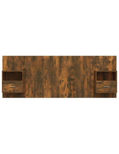 Testiera Letto con Comodini Rovere Fumo in Legno Multistrato