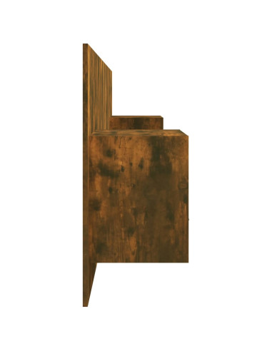 Testiera Letto con Comodini Rovere Fumo in Legno Multistrato