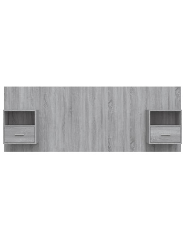 Testiera Letto con Comodini in Legno Multistrato Grigio Sonoma