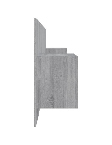 Testiera Letto con Comodini in Legno Multistrato Grigio Sonoma