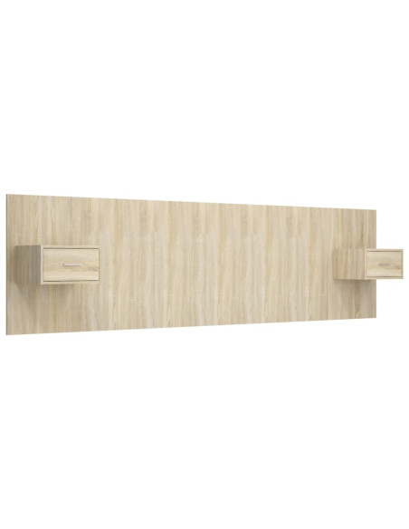 Testiera Letto con Comodini in Legno Multistrato Rovere Sonoma