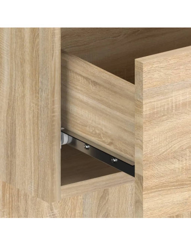 Testiera Letto con Comodini in Legno Multistrato Rovere Sonoma