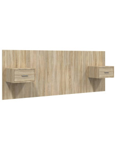 Testiera Letto con Comodini in Legno Multistrato Rovere Sonoma