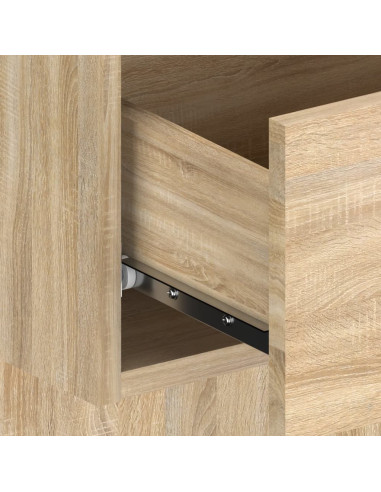 Testiera Letto con Comodini in Legno Multistrato Rovere Sonoma