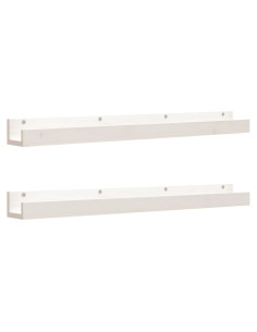 Mensole da Parete 2 pz Bianco 110x12x9cm Legno Massello di Pino