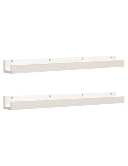 Mensole da Parete 2 pz Bianco 110x12x9cm Legno Massello di Pino