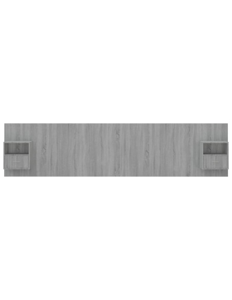 Testiera Letto con Comodini in Legno Multistrato Grigio Sonoma