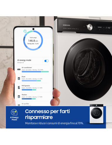 Samsung WW90DB7U94GEU3 lavatrice Caricamento frontale 9 kg 1400 Giri/min Bianco