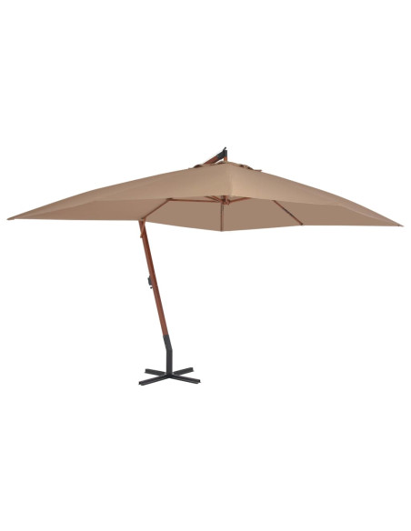 Ombrellone a Sbalzo con Palo in Legno 400x300cm Grigio Talpa