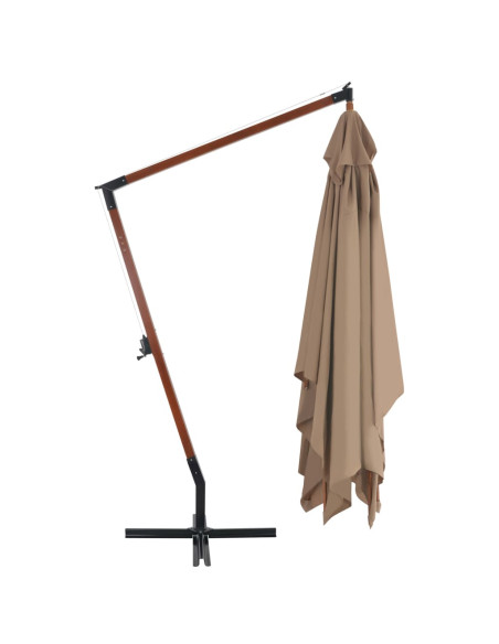 Ombrellone a Sbalzo con Palo in Legno 400x300cm Grigio Talpa