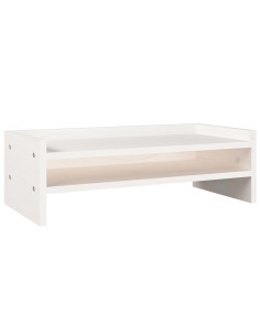 Supporto per Monitor Bianco 50x24x16 cm Legno Massello di Pino
