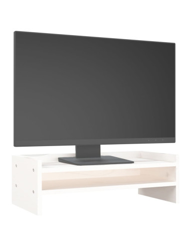 Supporto per Monitor Bianco 50x24x16 cm Legno Massello di Pino