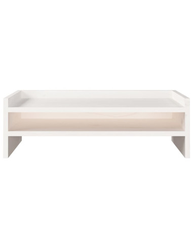Supporto per Monitor Bianco 50x24x16 cm Legno Massello di Pino