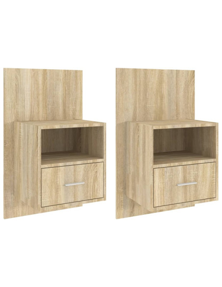 Comodini a Muro 2 pz Rovere Sonoma