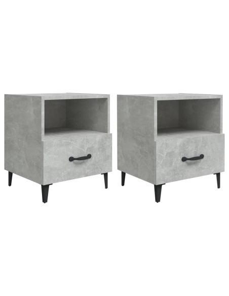 Comodini 2 pz Grigio Cemento in Legno Multistrato