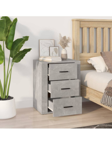 Comodino Grigio Cemento 50x36x60 cm in Legno Multistrato