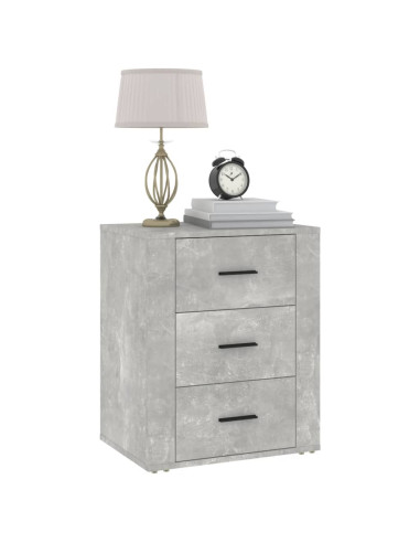 Comodino Grigio Cemento 50x36x60 cm in Legno Multistrato