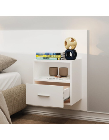 Comodini a Parete 2 pz Bianchi