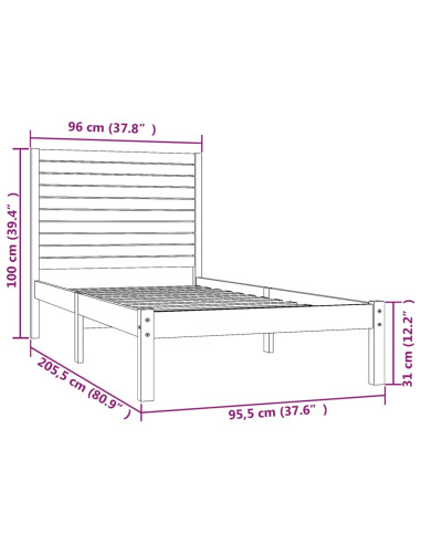 Giroletto Bianco in Legno Massello 90x200 cm