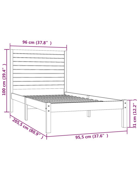 Giroletto Bianco in Legno Massello 90x200 cm