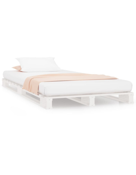 Letto a Pallet Bianco 90x190 cm Single Legno Massello di Pino